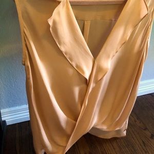 L’AGENCE Freja Wrap-front Sleeveless Silk Blouse in Brown